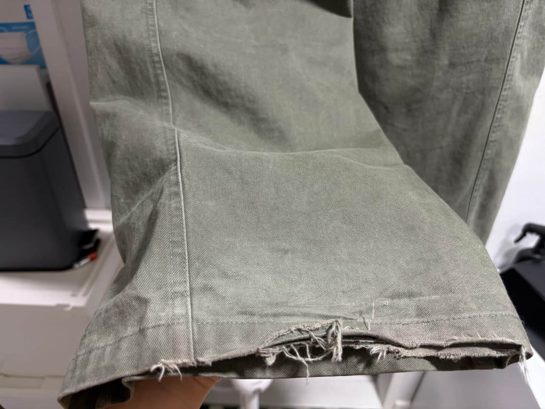 슬로우애시드 다이드 코튼 와이드 카고 팬츠 [카키] 상품이미지5