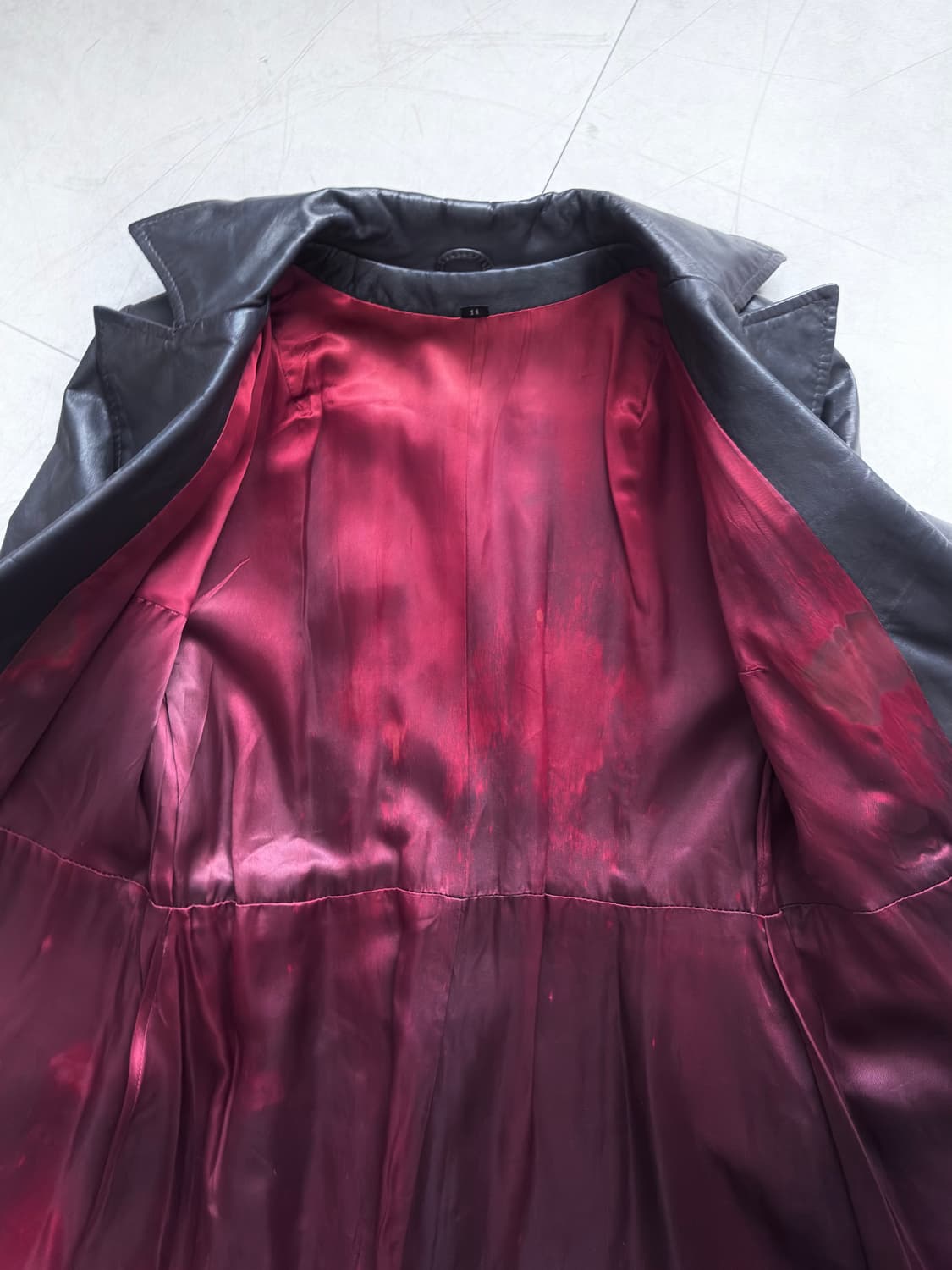 Vintage : Wide Lapel Black Leather Maxi 상품이미지9