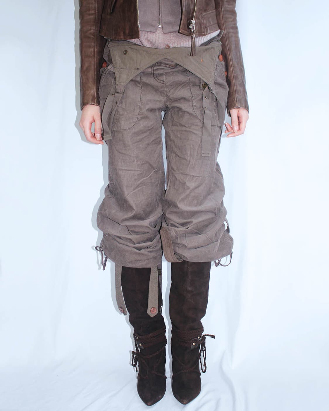 Western strap detail suede long boots 상품이미지9