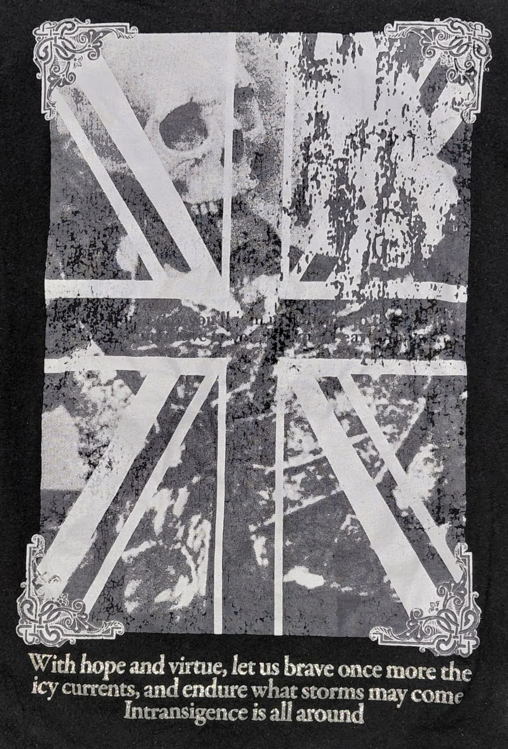 [M] SPINASH 유니언 잭 스컬 그래픽 빈티지 브이넥 티셔츠 상품이미지4