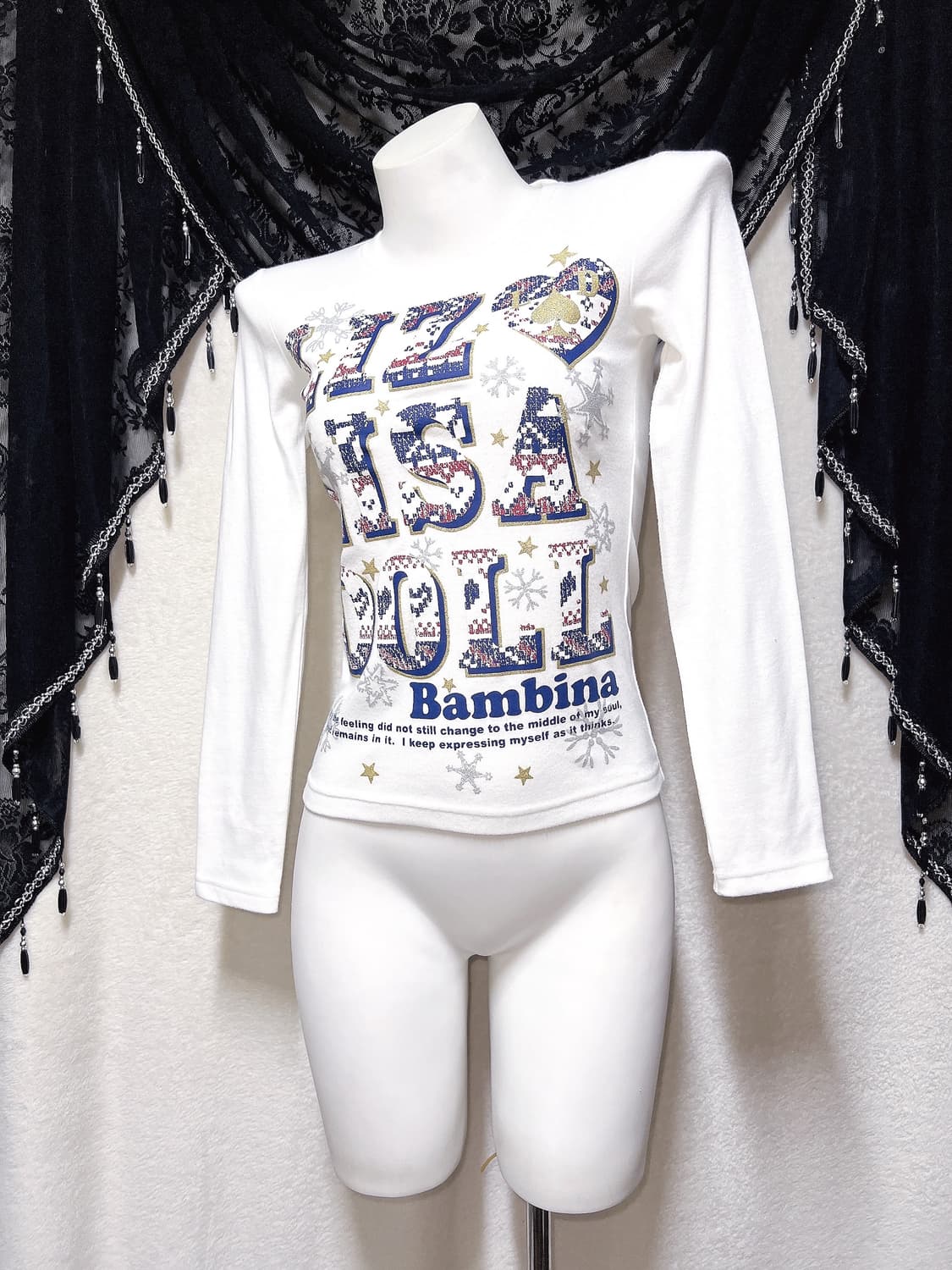 리즈리사돌 헤이세이 키치 갸루 레터링 글리터 프린팅 긴팔탑 핀터 펑크 상품이미지4