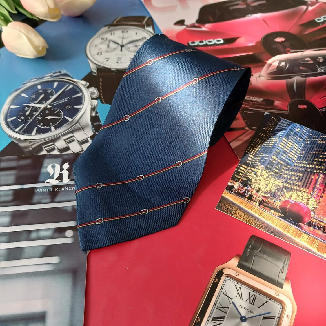 랑방 실크 네이비 스트라이프 넥타이 9cm B등급 A19240
 상품이미지2