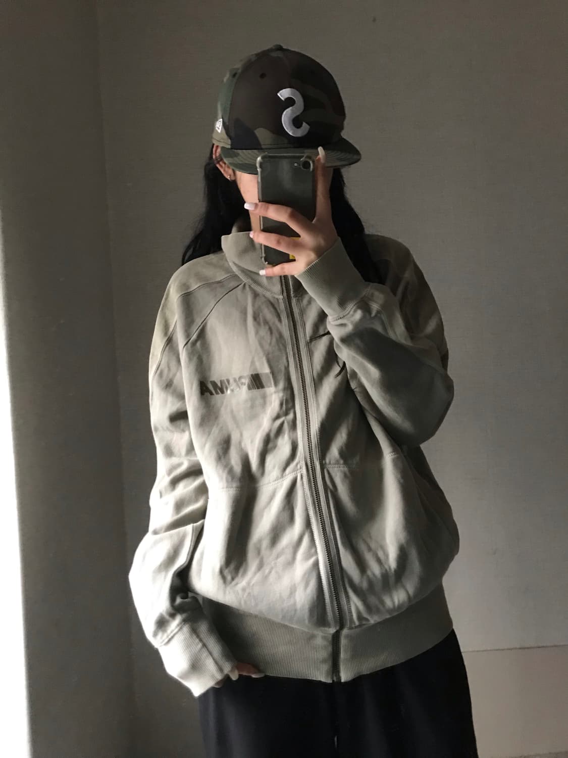 퓨마 카키 하이넥 집업 상품이미지3