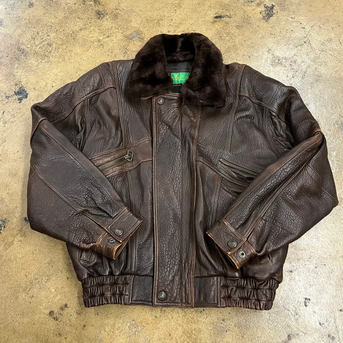 [정품/110] 빈티지 브라운 가죽 무스탕 자켓 b16 상품이미지2