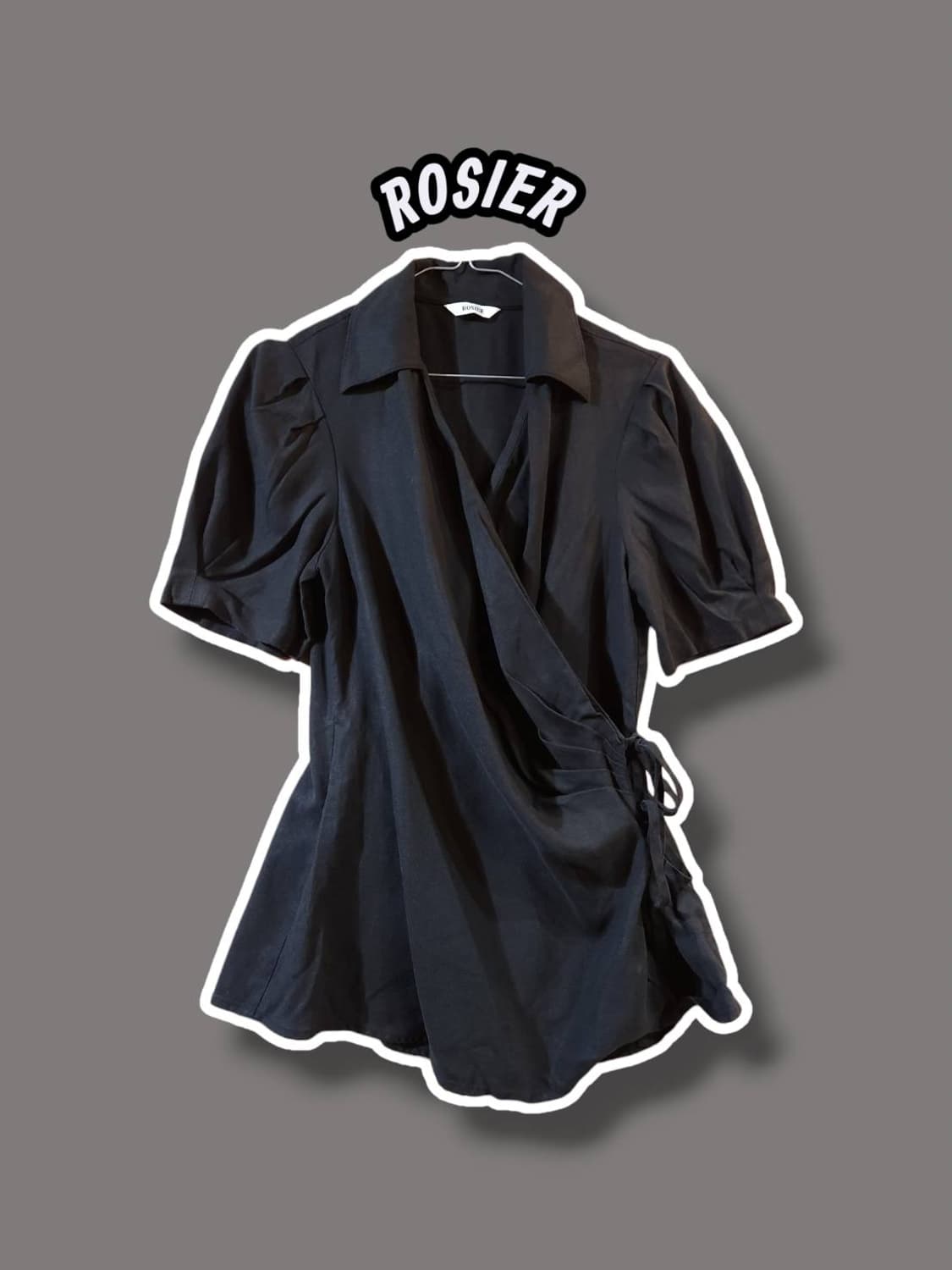 F/ ROSIER 로지에 린넨 텐셀 혼방 랩블라우스 블랙 /0603 상품이미지1