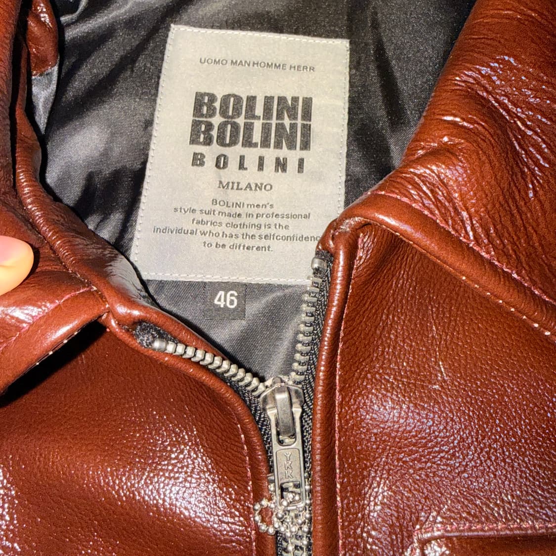 BOLINI MILANO 카우하이드 버건디 싱글 자켓 46 상품이미지6