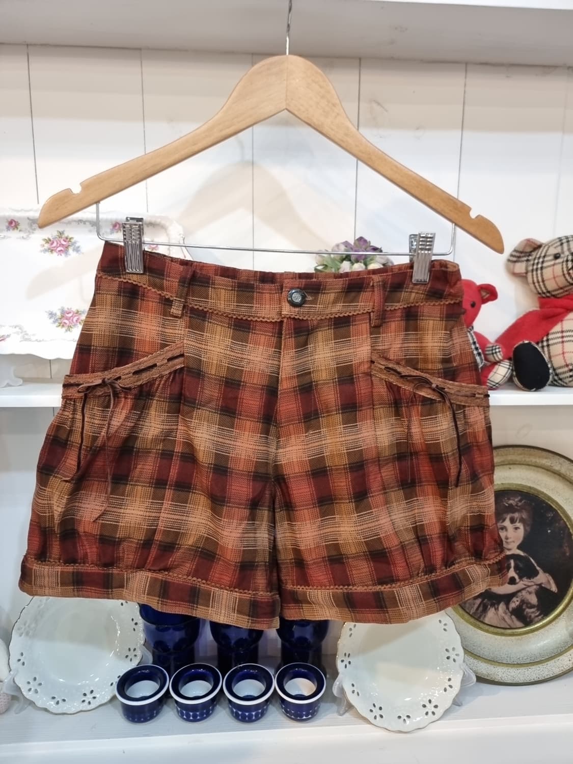 axes femme 초코카라멜 체크 리본포켓 팬츠 상품이미지1