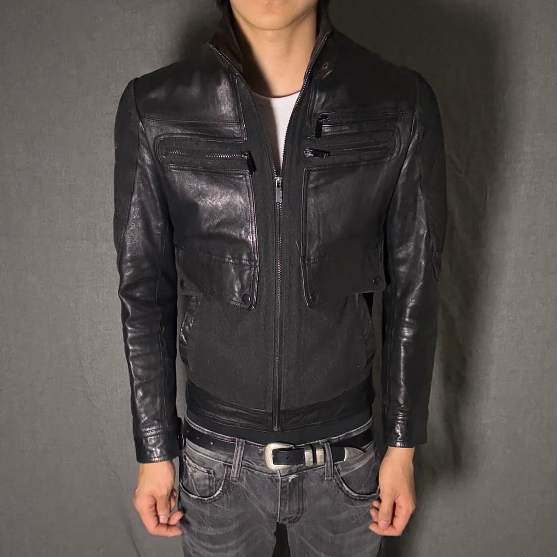 goat skin leather jacket 상품이미지5