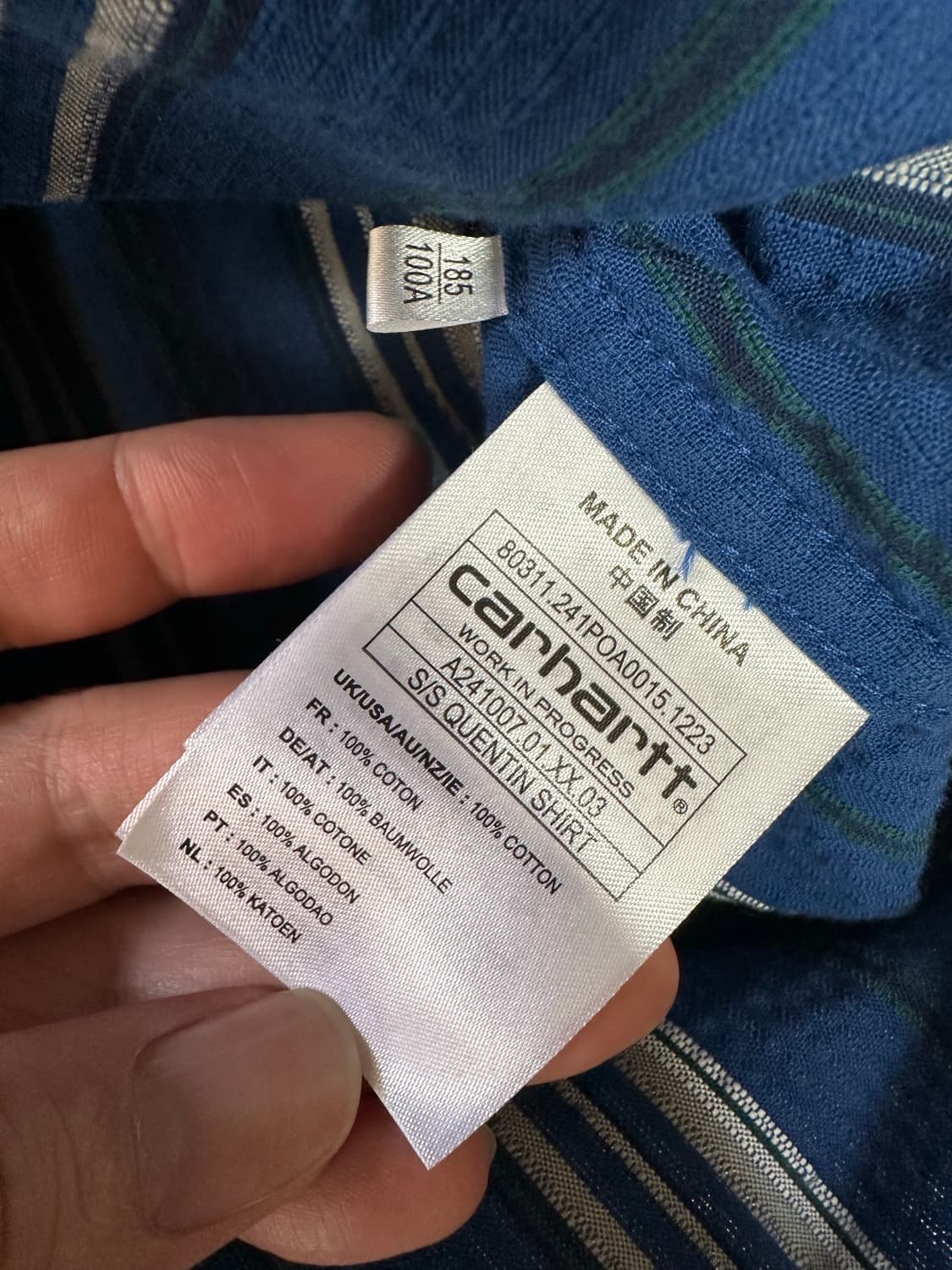 칼하트 WIP 숏슬리브 퀜틴 셔츠 블루 XL 상품이미지4