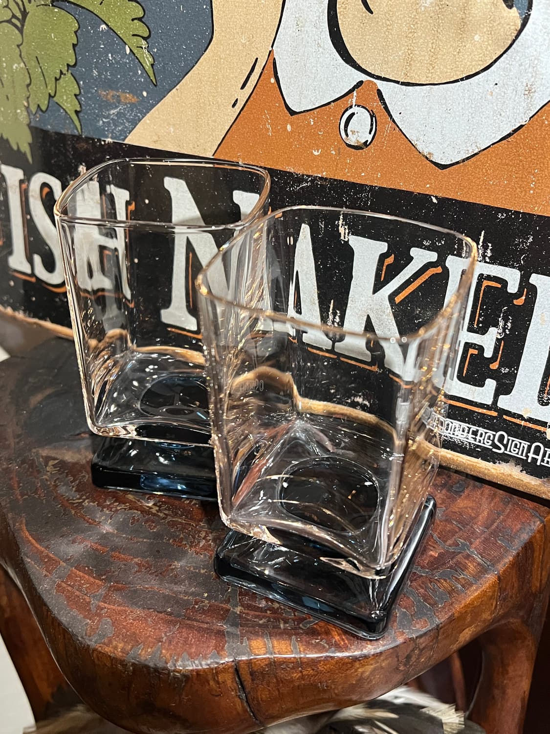 70s Disaronno Pink&Blue bar Glass 상품이미지1