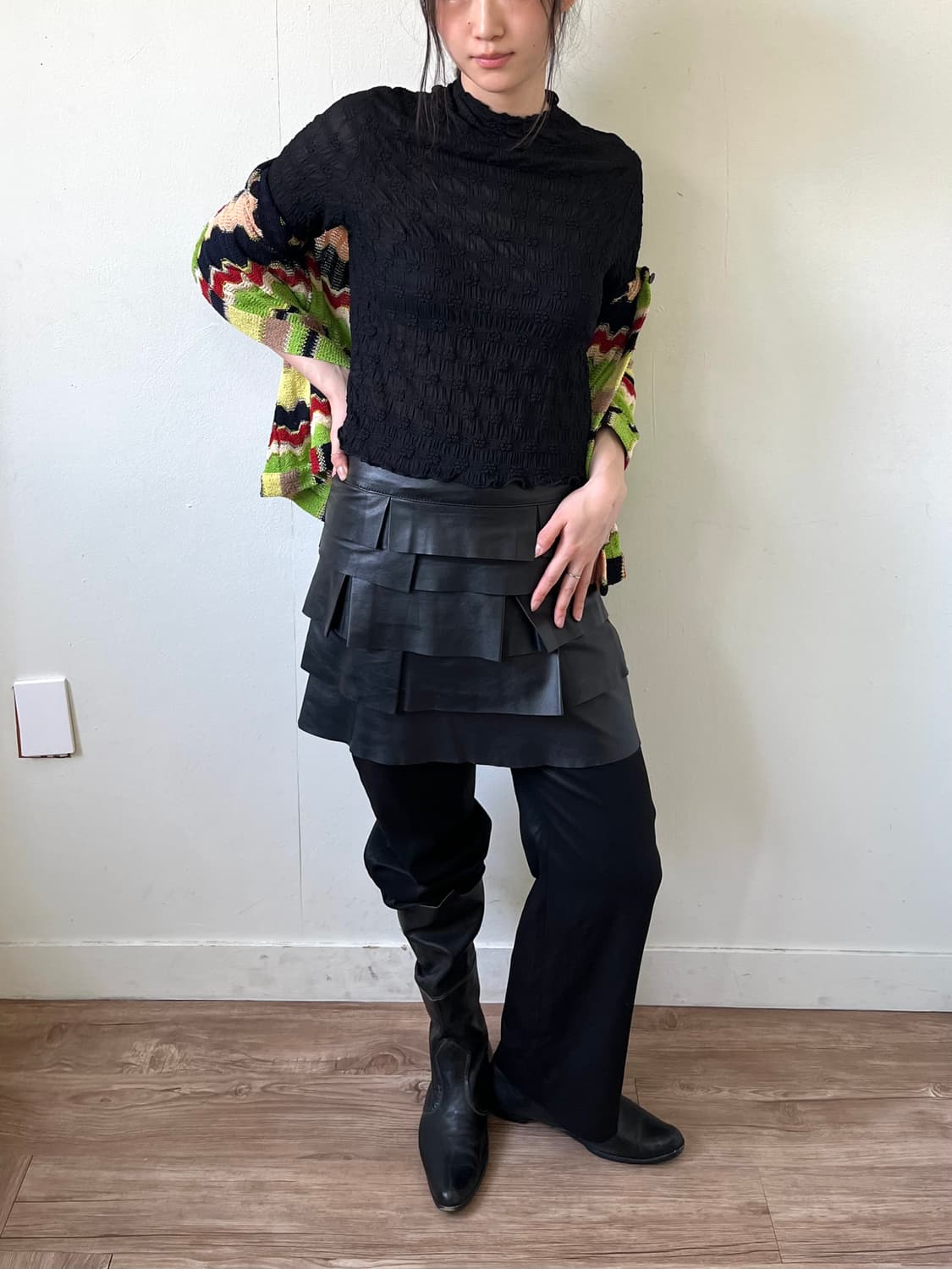 WOOD&PECKER 레더 프릴 스커트 상품이미지5