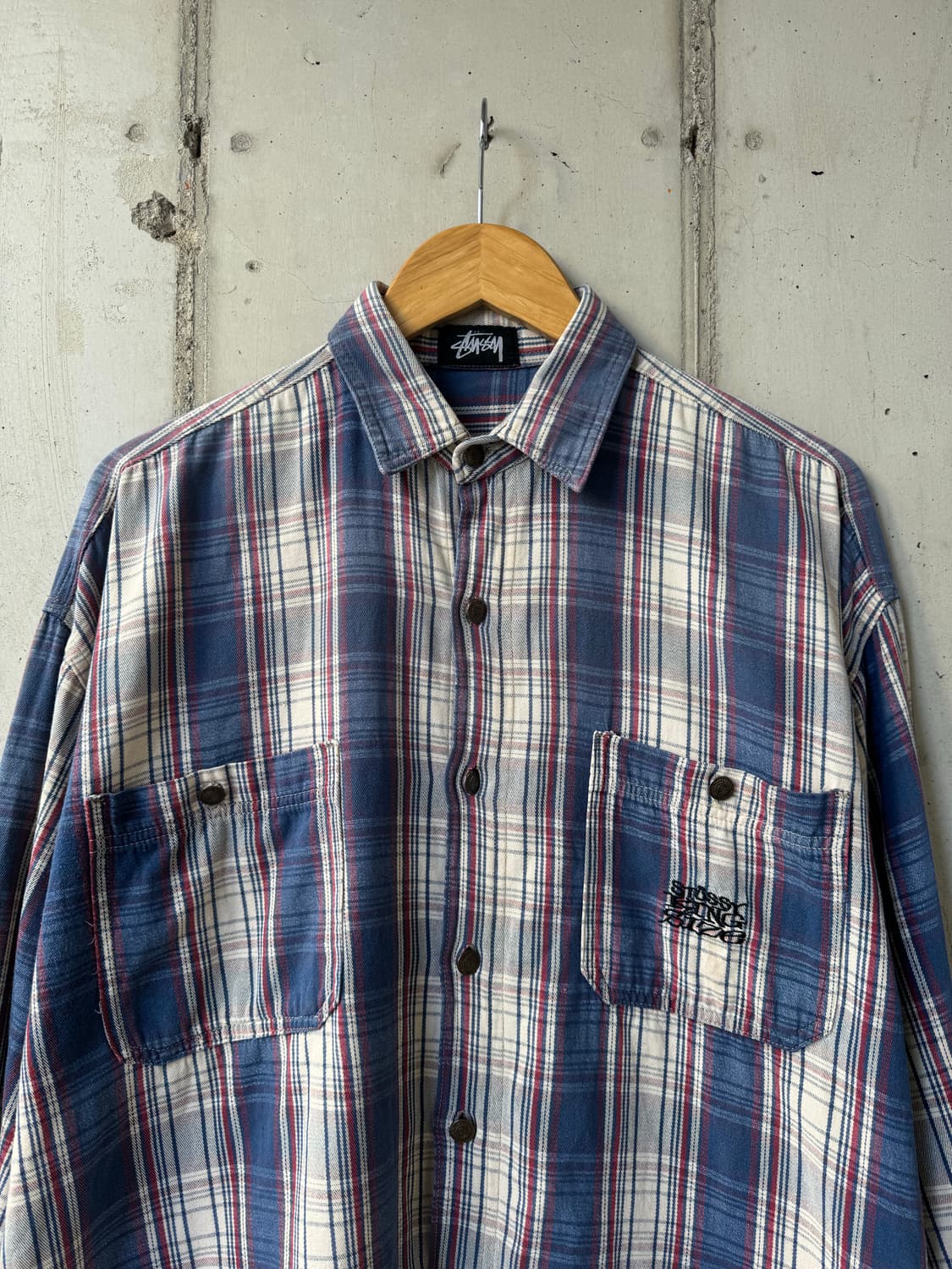 80s 스투시 킹사이즈 체크 셔츠 상품이미지2