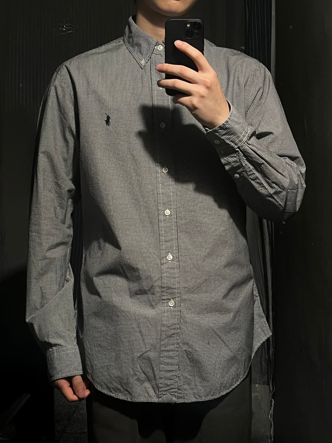 폴로랄프로렌 블랙 화이트 체커패턴 블랙포니 슬림핏 코튼 남방 셔츠 L 상품이미지10