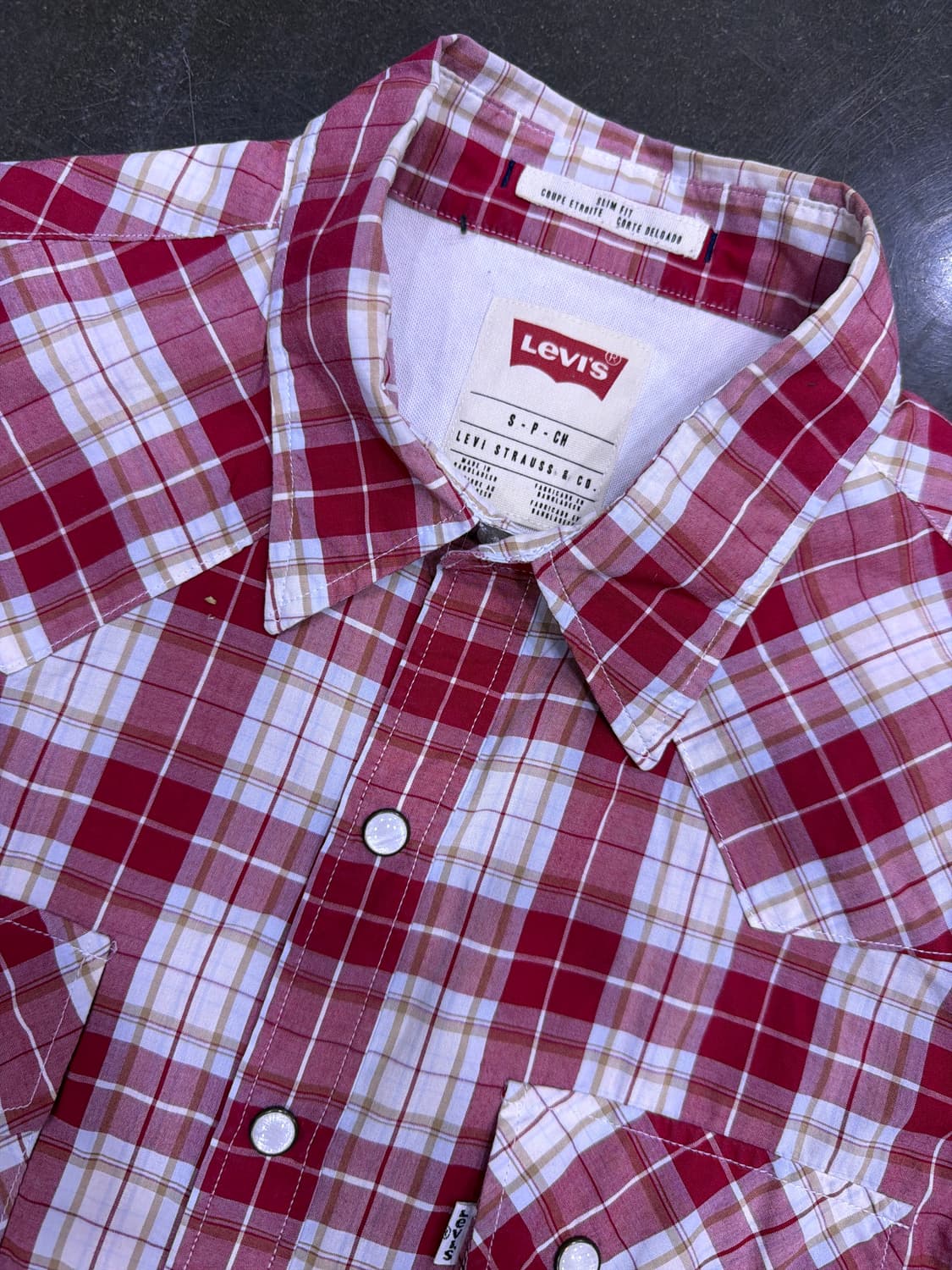 리바이스 레드체크 슬림핏 웨스턴 체크셔츠 S 상품이미지3
