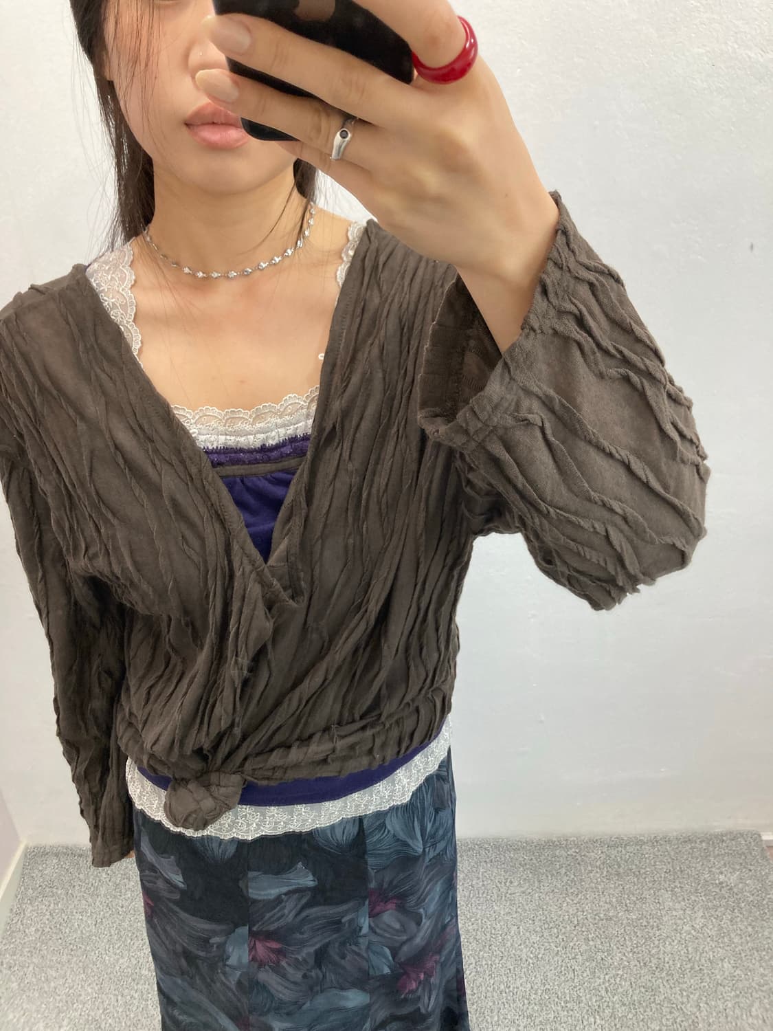 브라운 셔링 긴팔티  상품이미지1