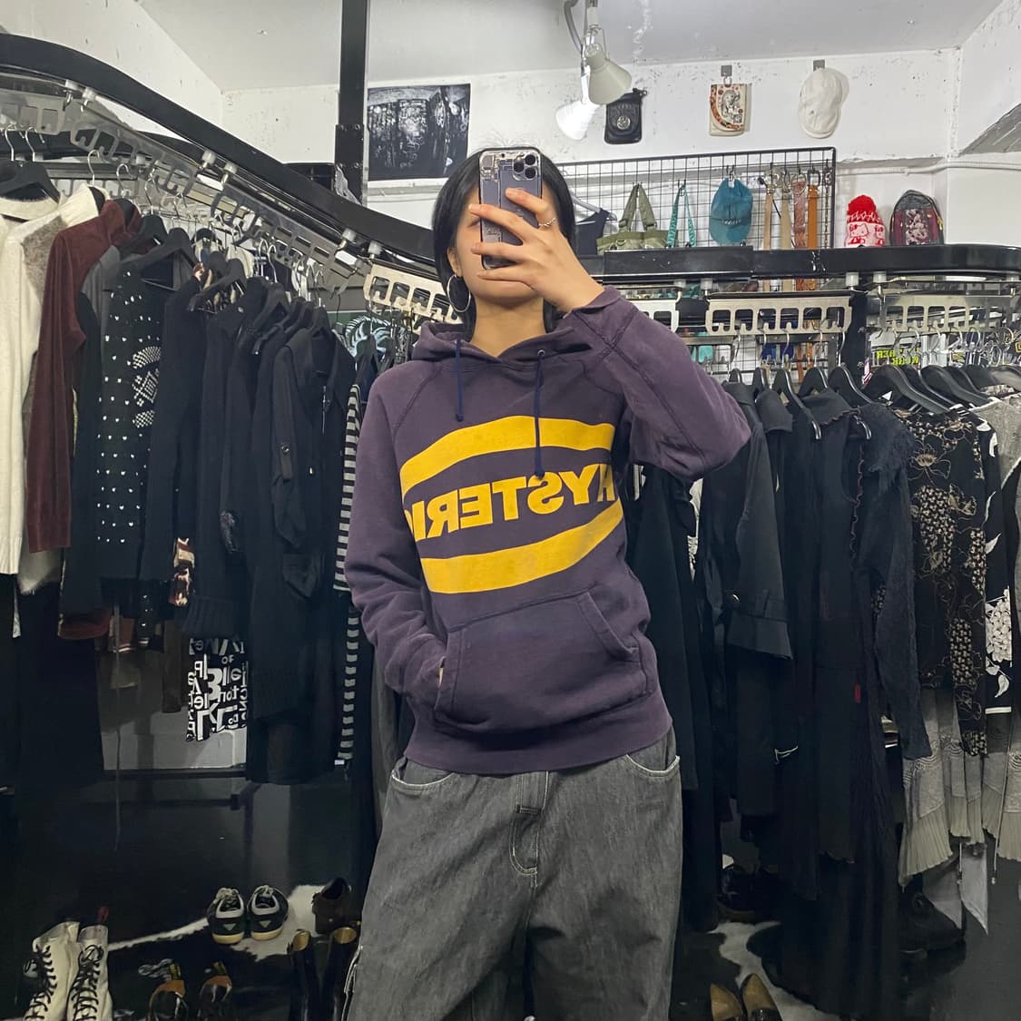 Hysteric Glamour 로고 프린팅 퍼플 후드티 상품이미지1