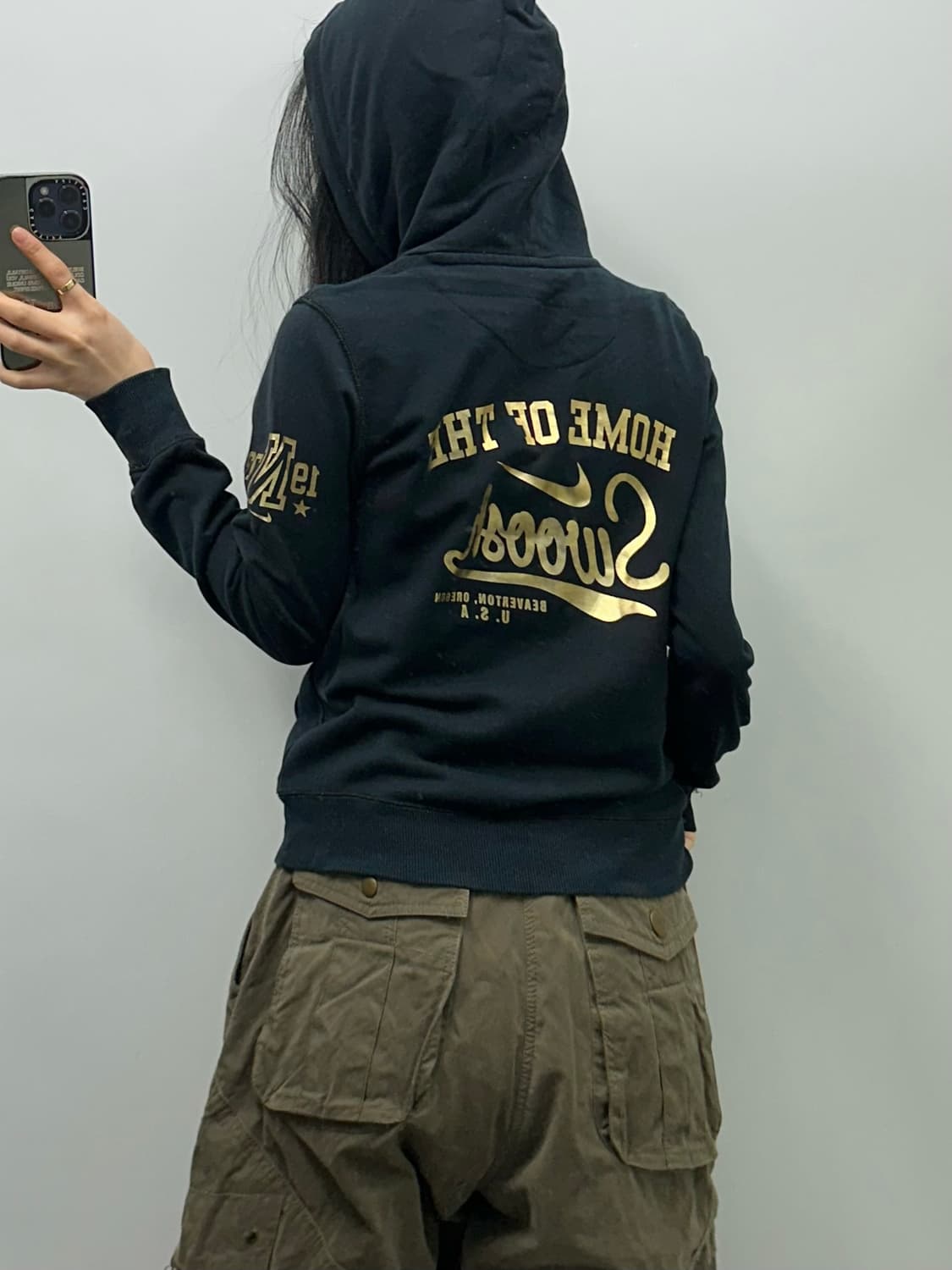 나이키 00s 빅로고 블랙 후드티  상품이미지2