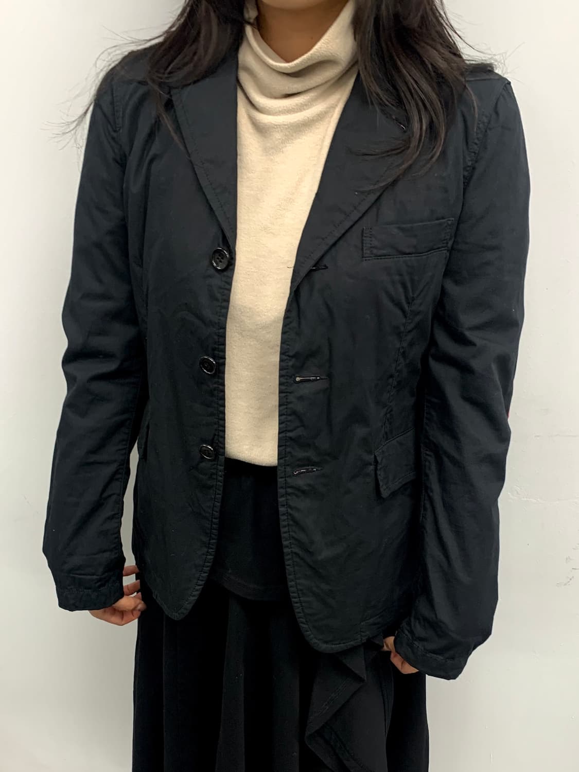 꼼데가르송블랙 깅엄테일러드자켓 s 상품이미지2