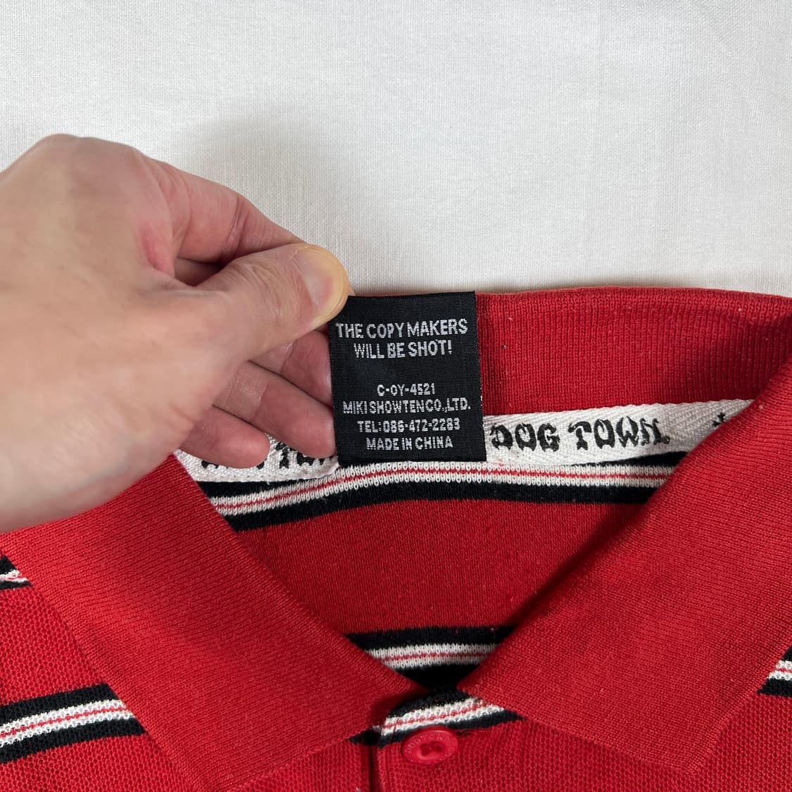 90’s 도그타운 스케이트보드 로고 스트라이프 반팔 피케셔츠 상품이미지8