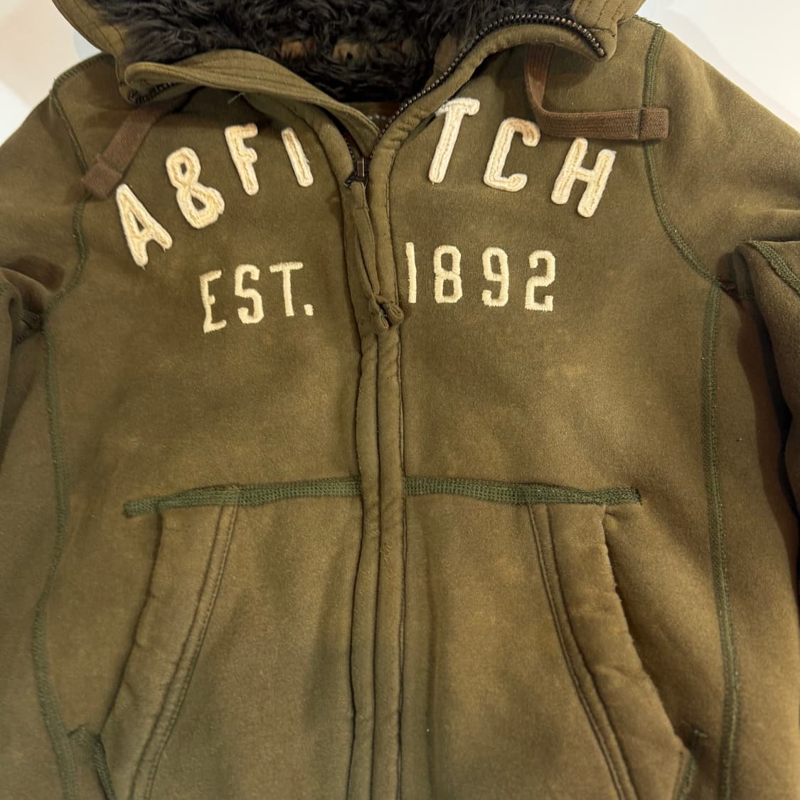 아베크롬비 카키 기모 후드집업 상품이미지2