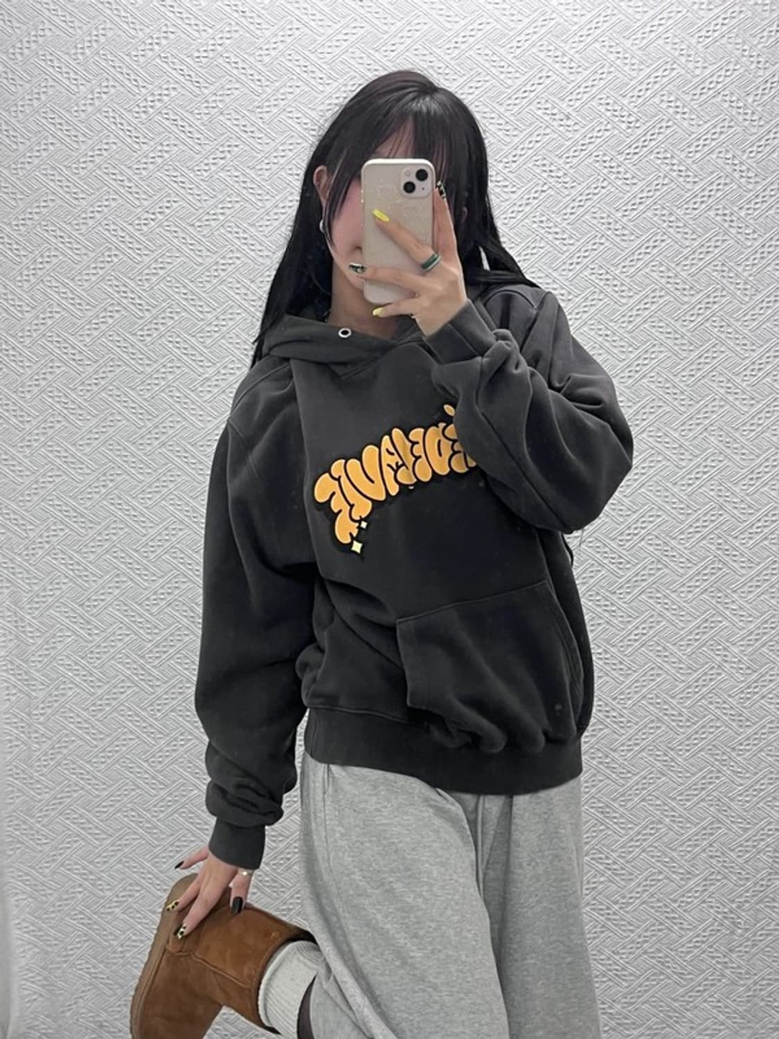 아크메드라비 캐주얼 레트로 키치 빅로고 후드티 1 C07402 상품이미지1