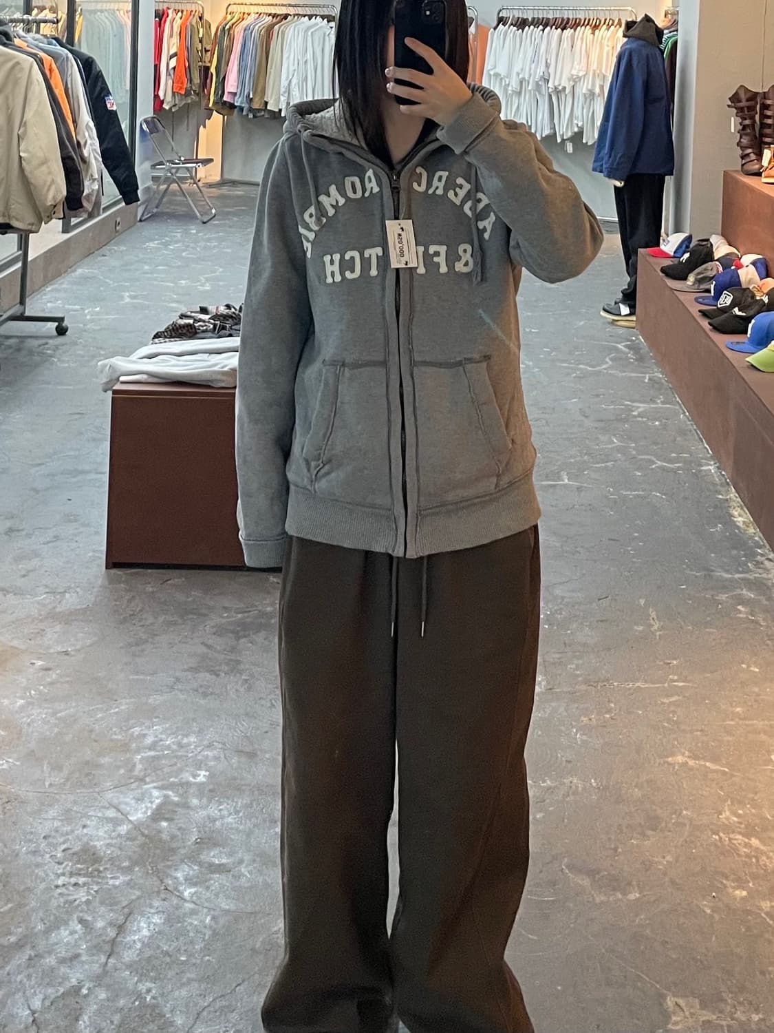 아베크롬비 앤 피치 차콜 그레이 양털안감 후드집업 H1248 상품이미지1