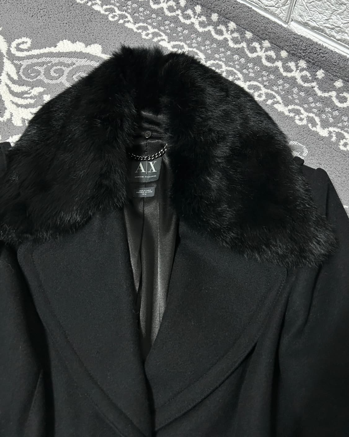 아르마니 익스체인지 웨이스트 더블 짚 울 믹스 코트 상품이미지2