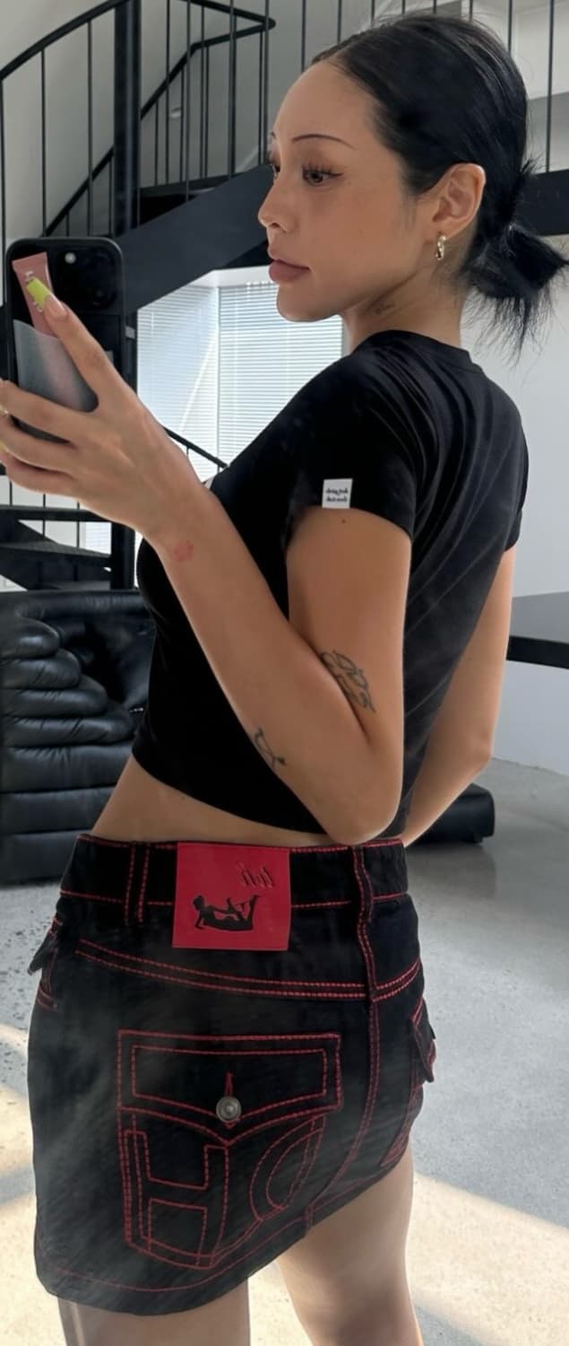 toh 체리 스티치 로우 미니 스커트 블랙 2 상품이미지2