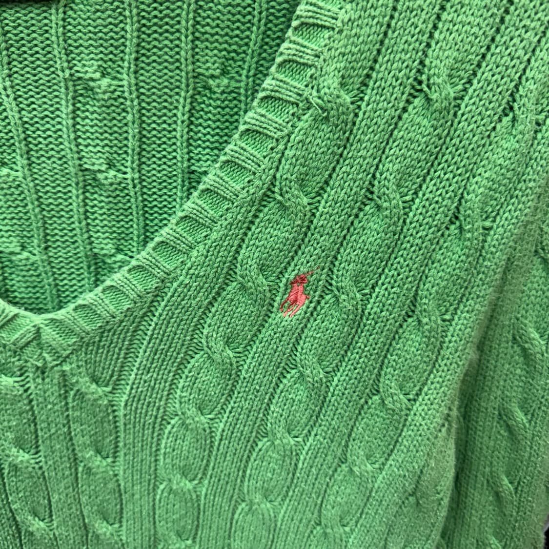 폴로 랄프로렌 케이블 니트 핑크 포니 포인트 라이트그린 상품이미지5
