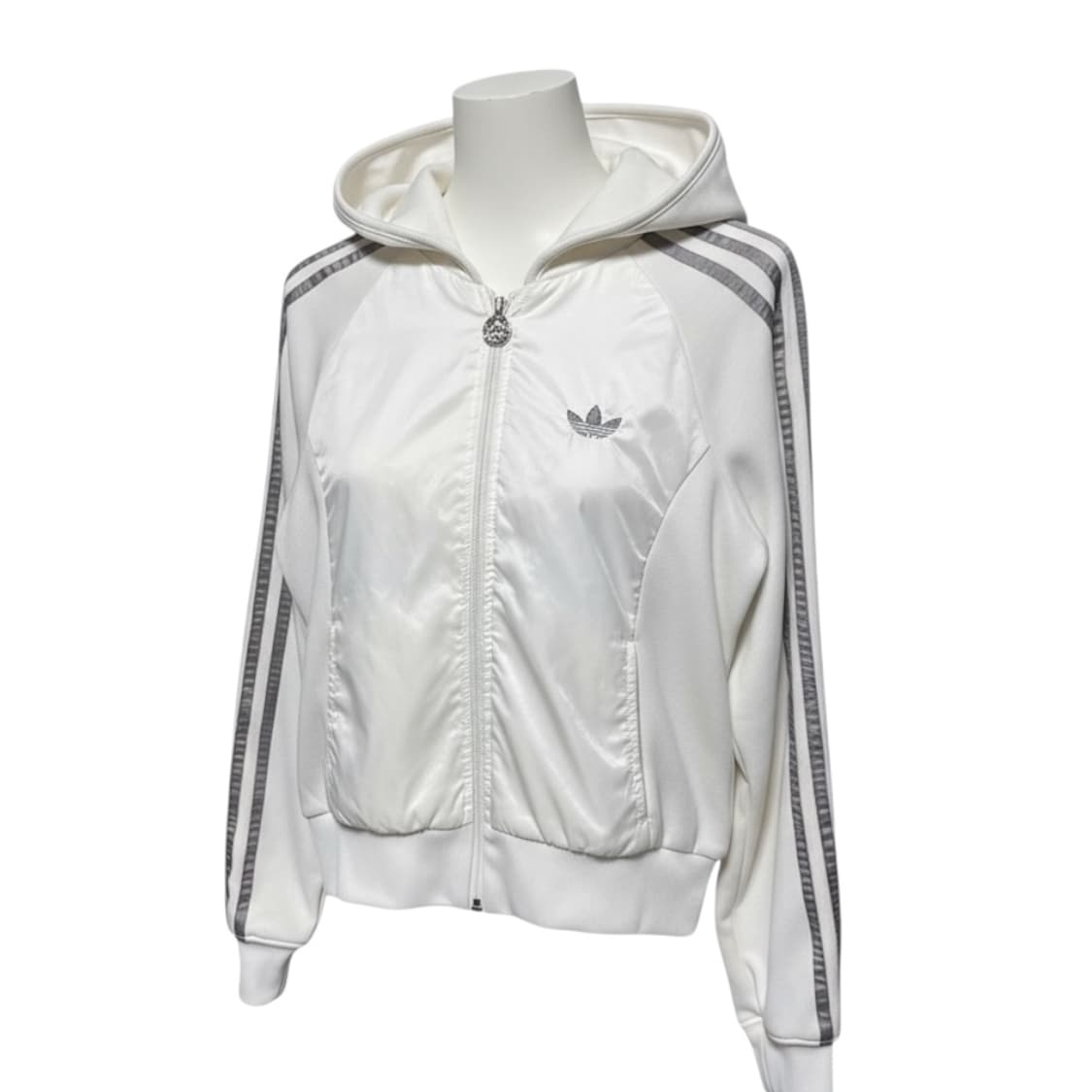 여성 아디다스 화이트 실버  트랙탑 져지 후드 상품이미지2