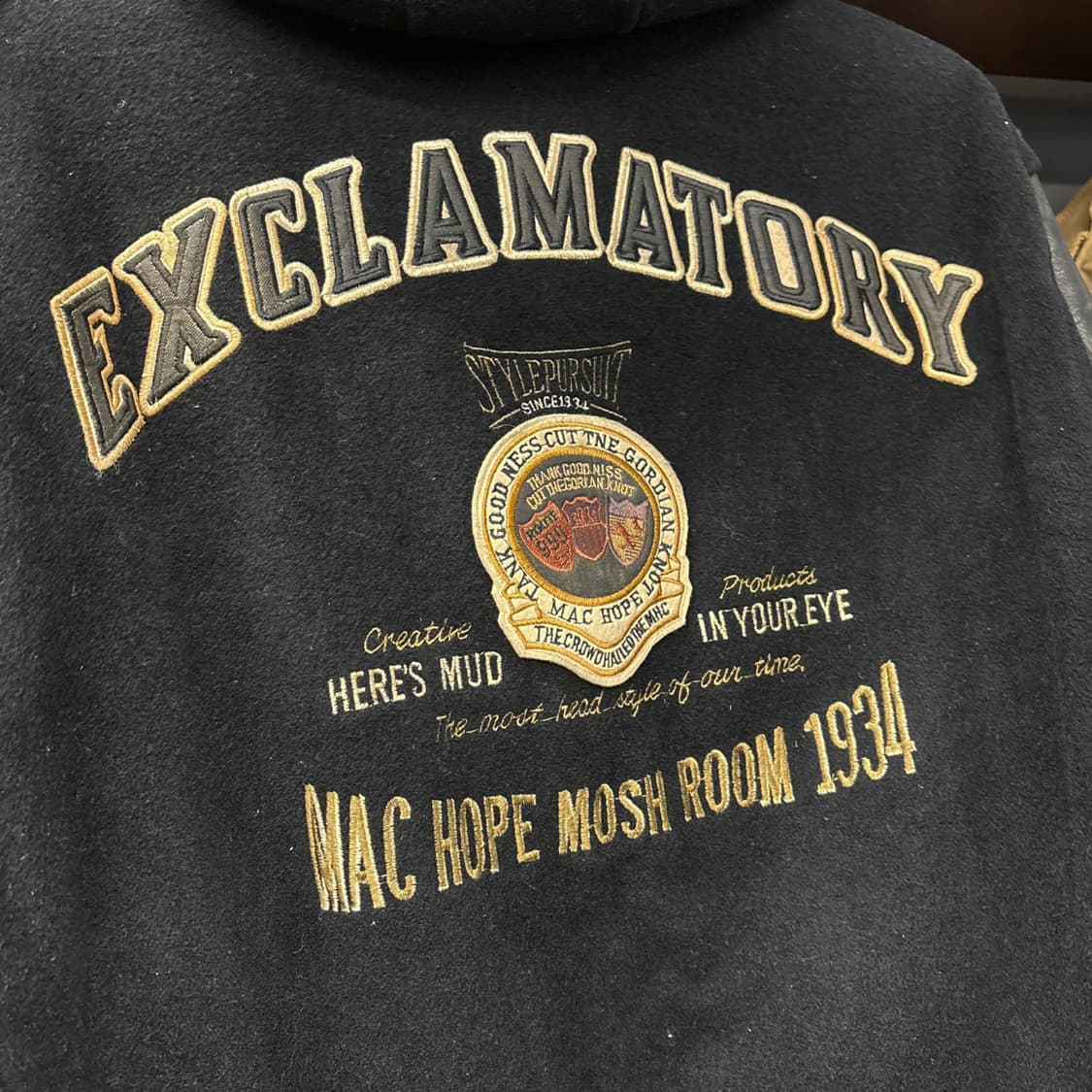 90s 맥호프 엠브로이드 패치워크 울 레더 바시티자켓 탈부착후드 N616 상품이미지7