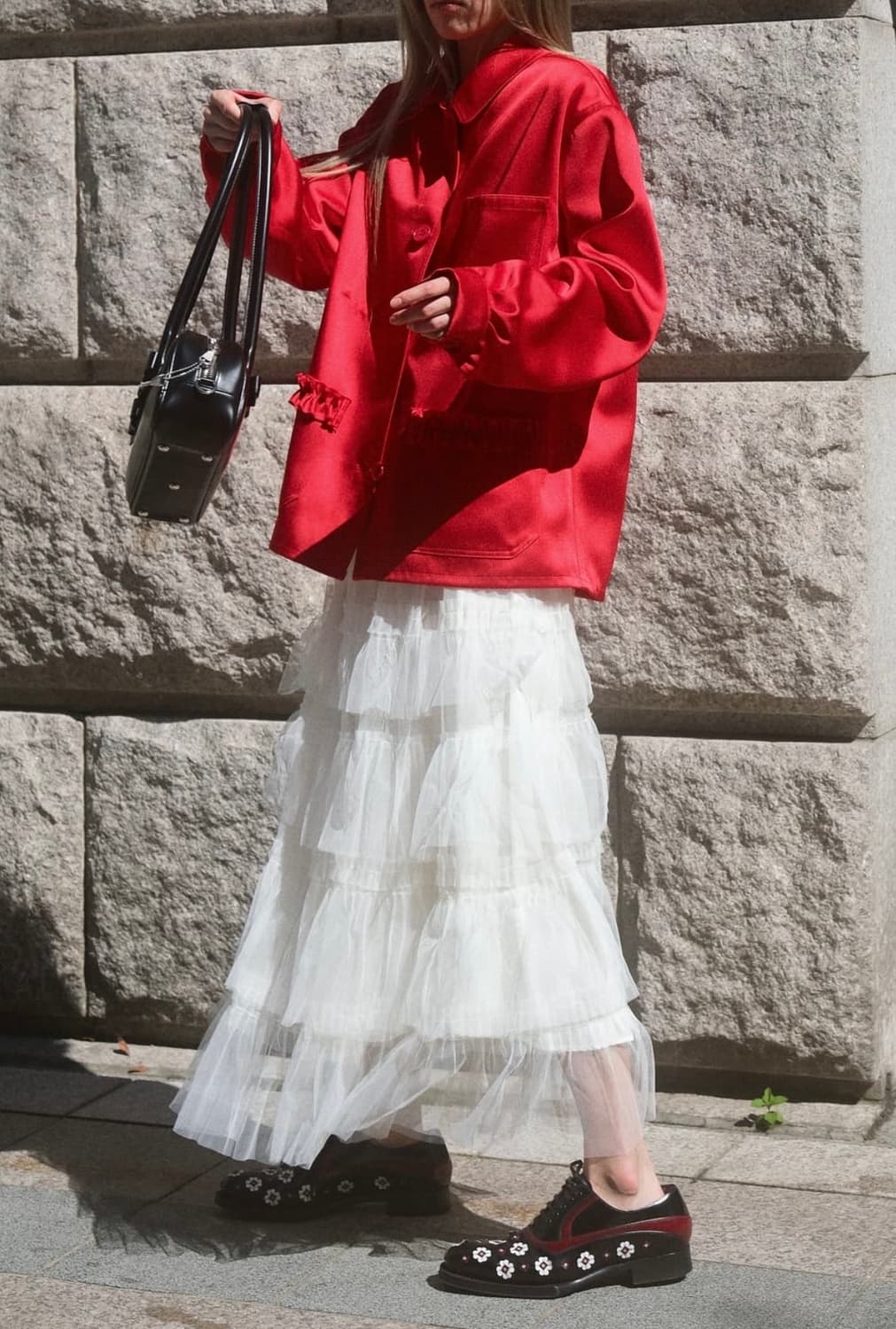생긴스튜디오 TULLE TIERED LONG SKIRT- IVORY 상품이미지1