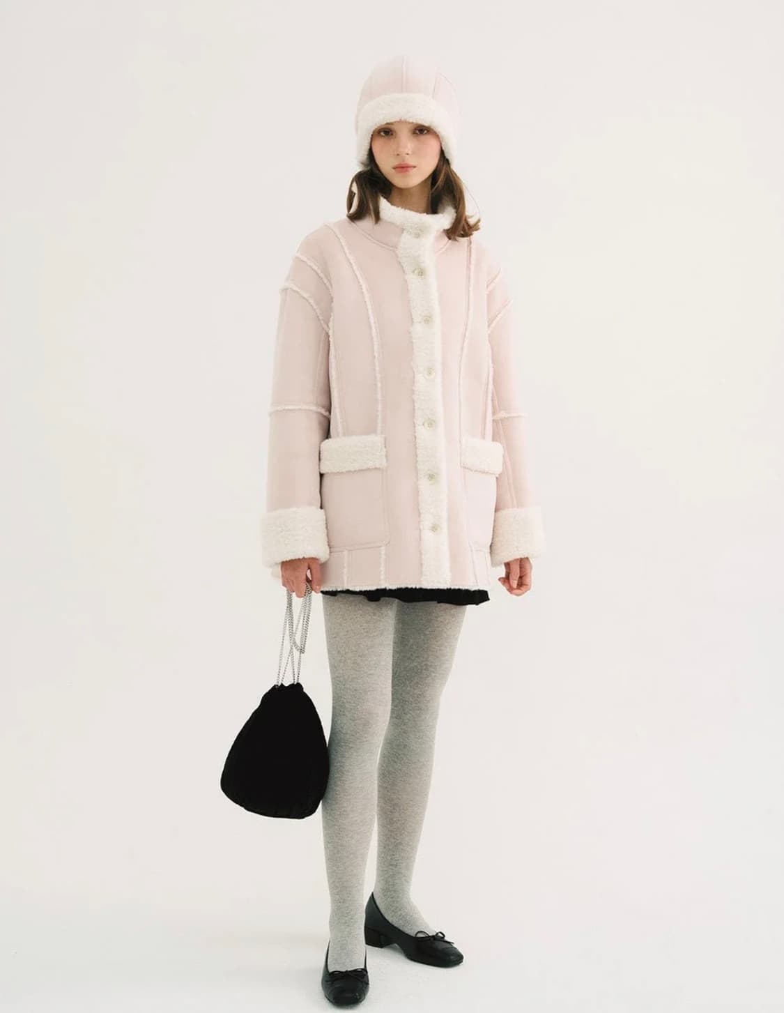 쓰리타임즈 엔젤릭 퍼 자켓 무스탕 핑크 상품이미지2