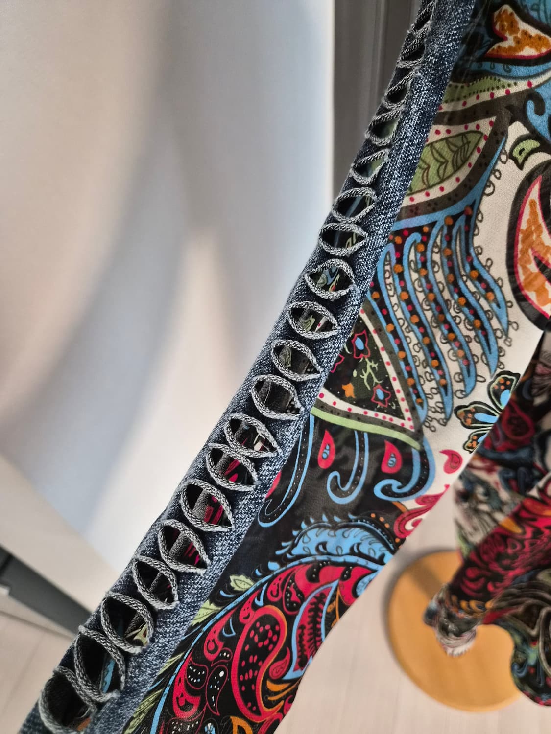 에스닉 페이즐리 데님 믹스 롱 셔츠 원피스 상품이미지4