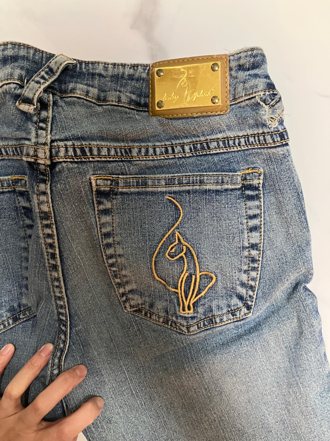 베이비 펫 Y2K 카프리 데님 빈티지 워시 여름 청바지 babyphat 상품이미지4