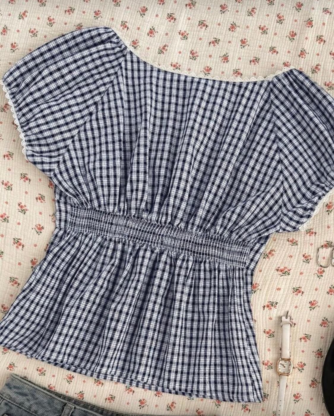 체크 블라우스 상품이미지2