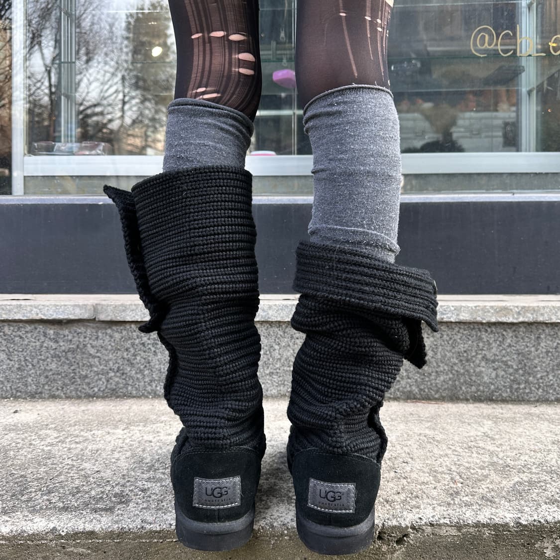 00s 블랙 니트 카디 어그 부츠 상품이미지6