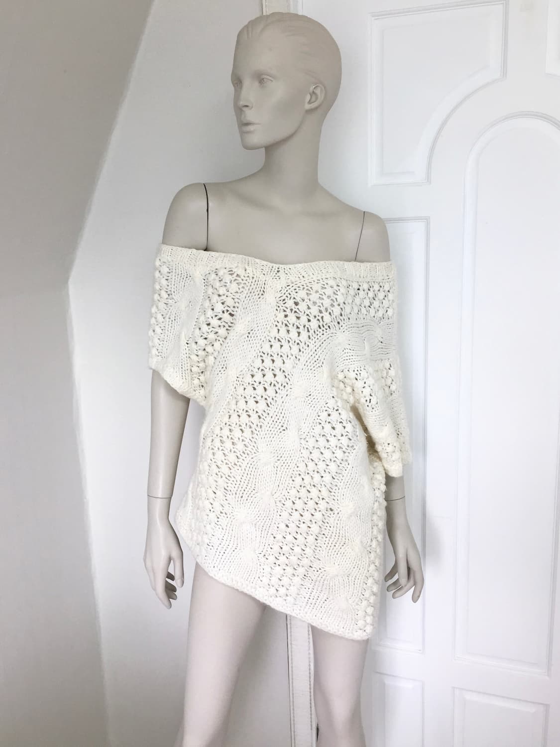 Asymmetic Cream cable knit 상품이미지4