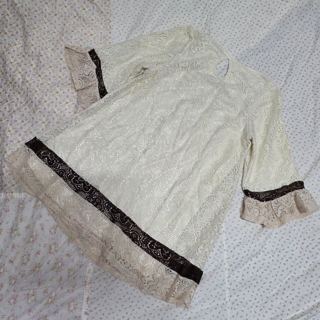 빈티지 라떼갸루 레이스 판초 리즈리사 엑시즈팜깔 모리 상품이미지2