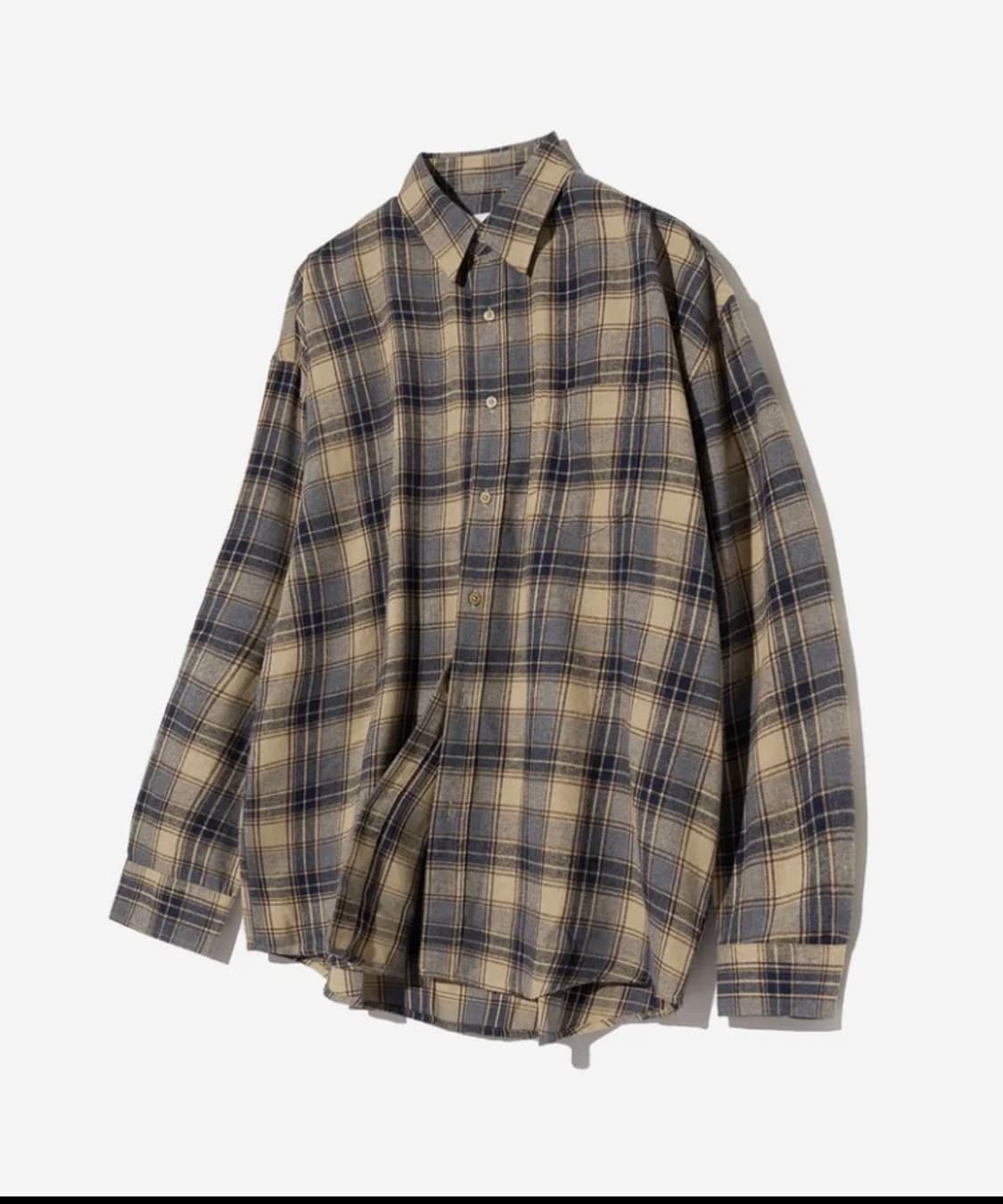 빈티지 오버핏 포켓 긴팔 체크 셔츠 네이비 M 상품이미지1