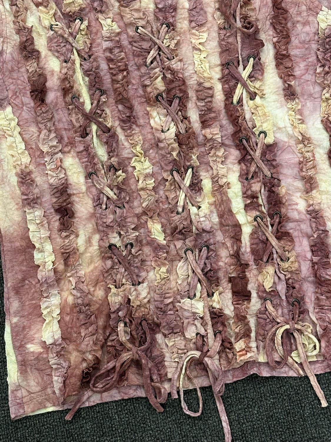 44)Japanese vintage 여성 레이스업 디테일 셔링 나시 상품이미지2