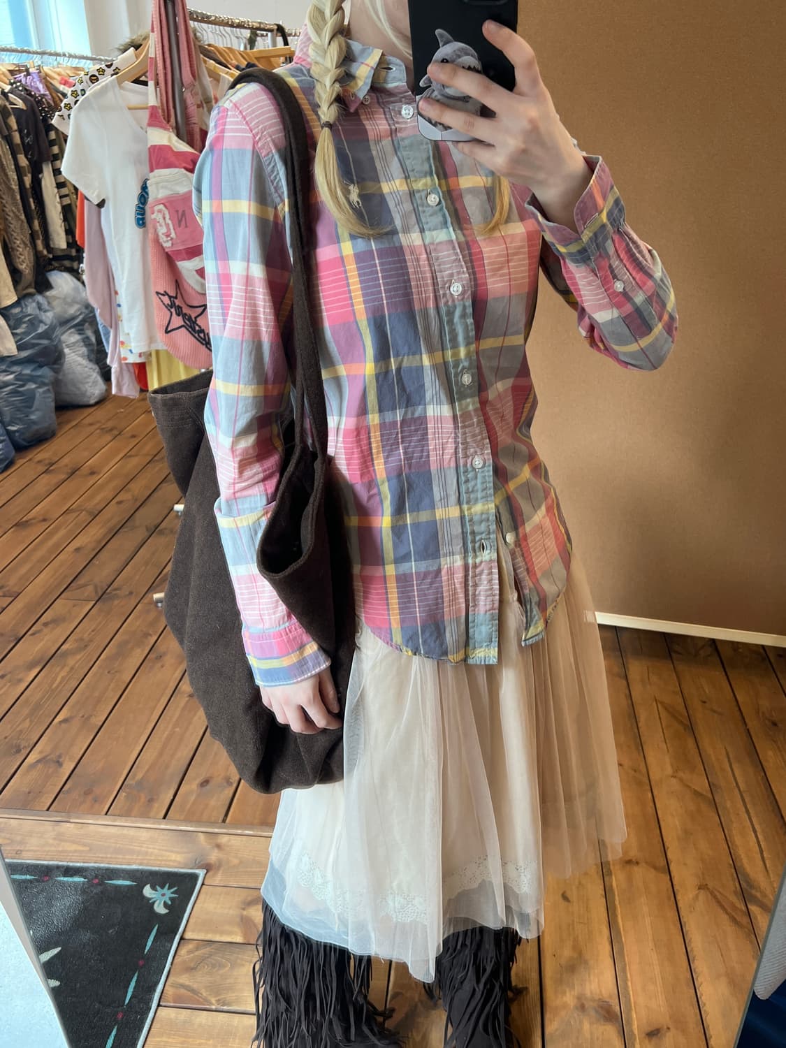 폴로 핑크 체크 셔츠 상품이미지5