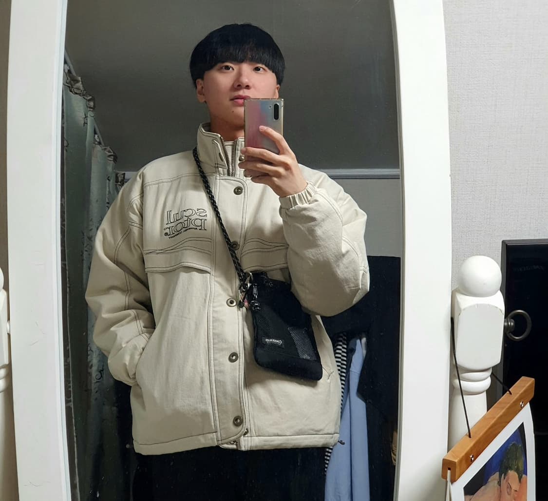 Contrast Stitch Work Jacket Cream 상품이미지3