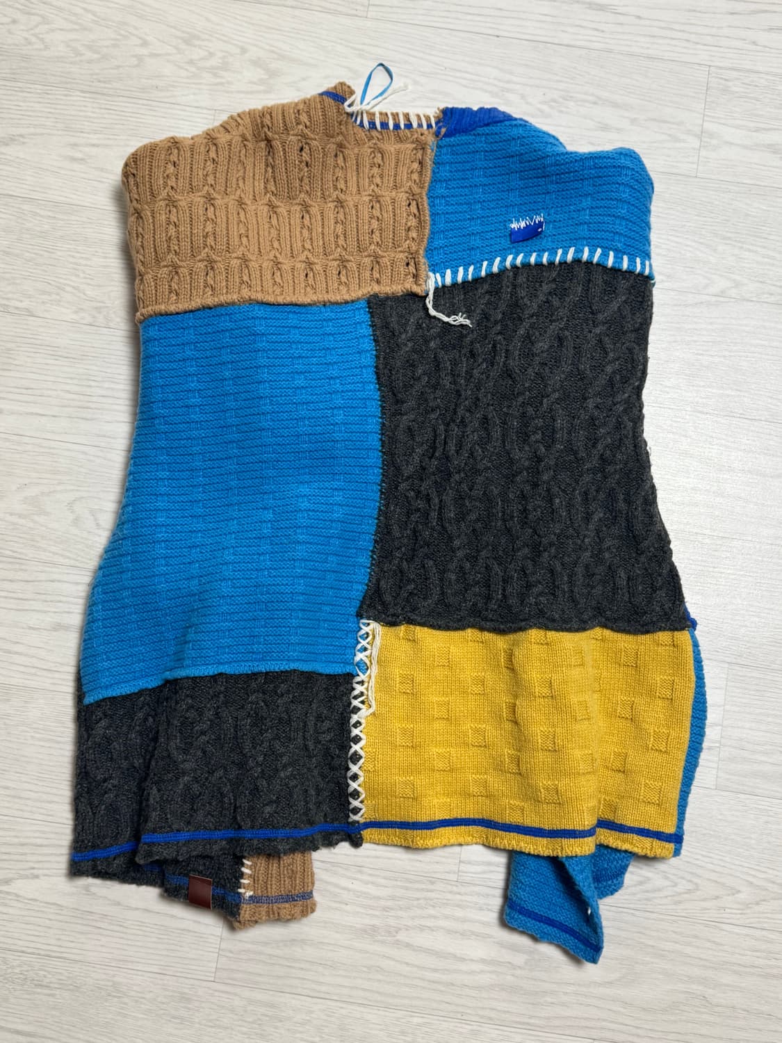 아더에러X자라 패치워크 오버사이즈 니트 가디건 멀티컬러 상품이미지3