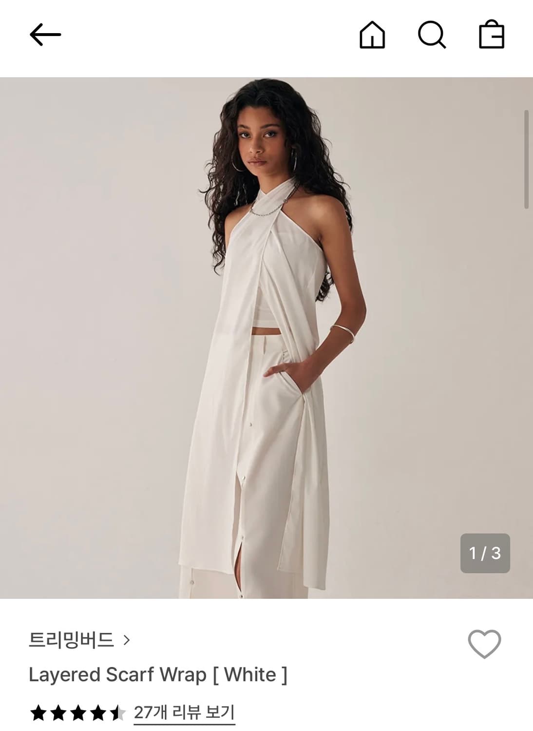 트리밍버드 레이어드 스카프 랩 화이트 상품이미지1