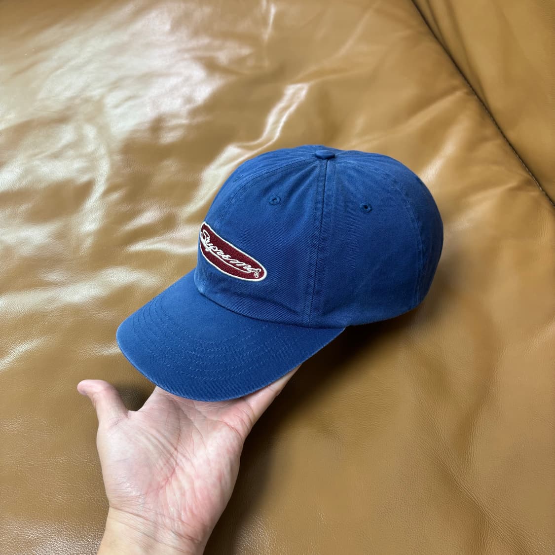 Supreme 슈프림 23ss 오발 워시드 네이비 6패널 볼캡 모자 상품이미지4