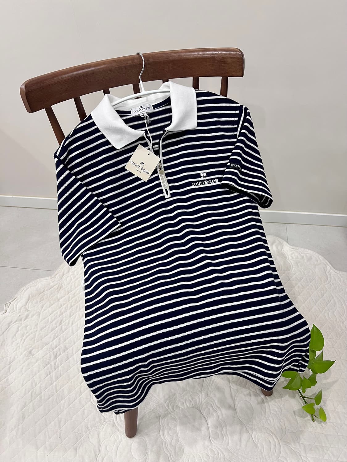 새상품 쿠레쥬 딥 네이비 스트라이프 하프 집업 꾸레쥬 상품이미지3