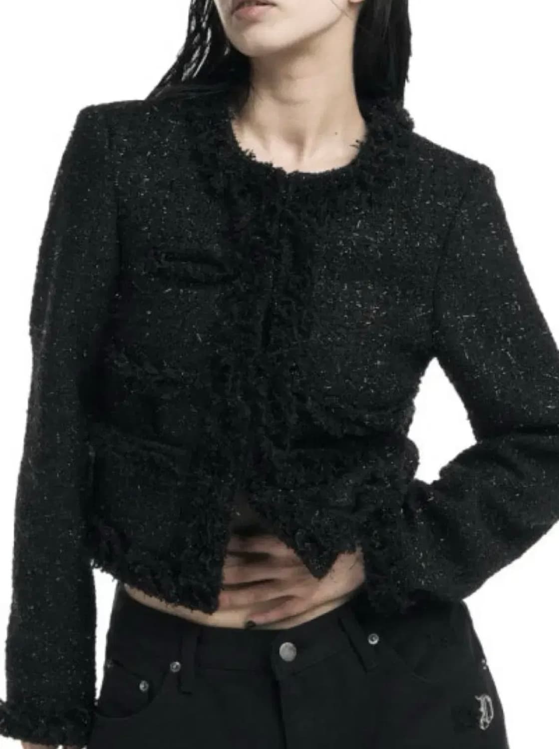 오도어 트윙클 트위드 자켓 블랙 팝니다 상품이미지1