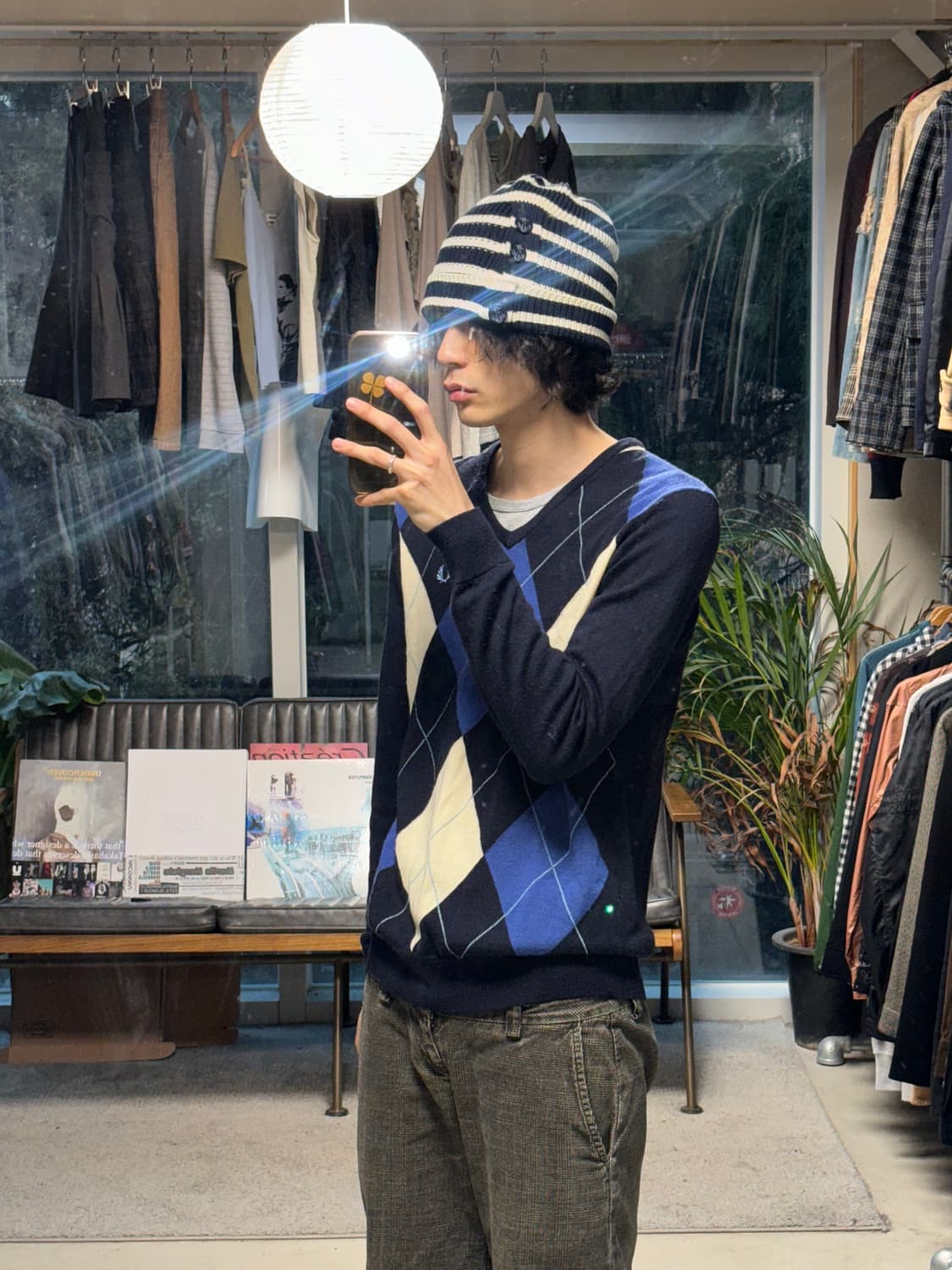 Ca4la 마린 버튼 스트라이프 비니 상품이미지4