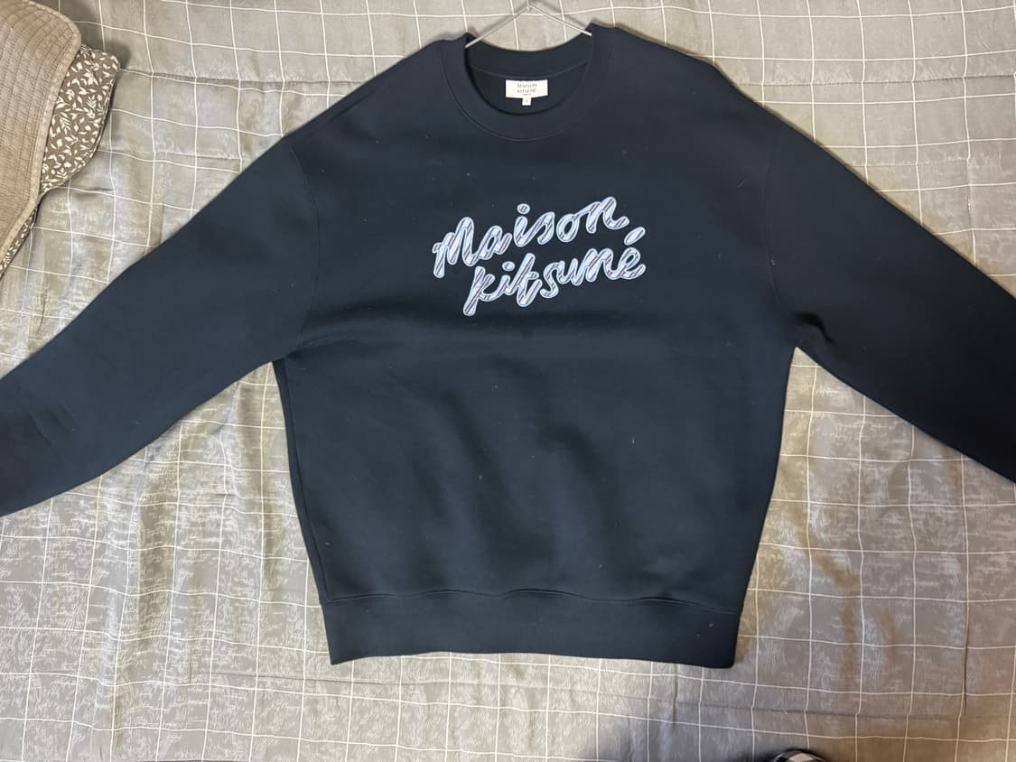 메종키츠네 핸드라이팅 맨투맨 네이비 XL 상품이미지1